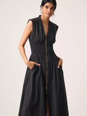 Anthropologie Maeve Tommie Zip-Front Midi Dress
